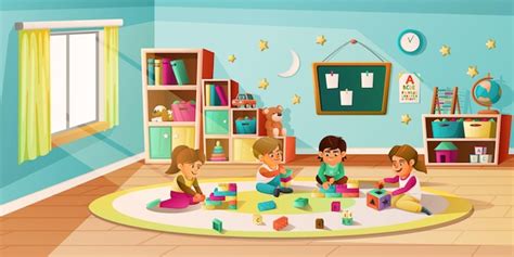 Free Vector | Kindergarten Cartoon Background