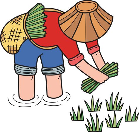 farmers harvesting rice illustration in doodle style 21502079 PNG