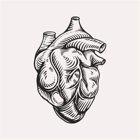 Premium Vector | Human heart anatomically hand drawn