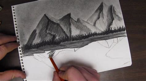 How to Draw a Mountain Landscape Tutorial Pt 2 of 3 - YouTube