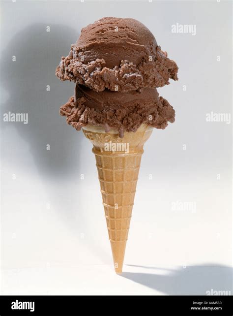 TWO SCOOPS CHOCOLATE ICE CREAM CONE Stock Photo, Royalty Free Image ...