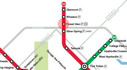 Forest Glen station map - Washington Metro