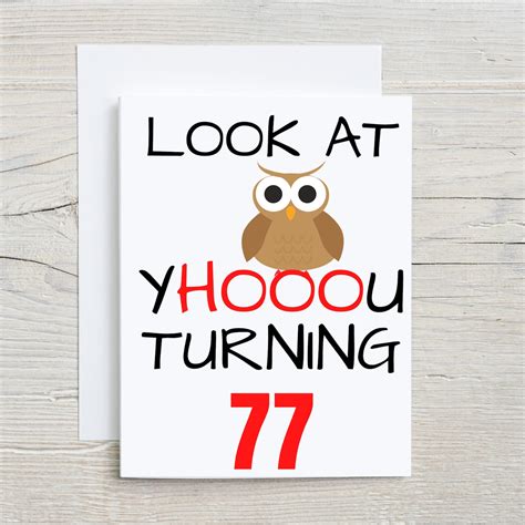 77th Birthday Card, Funny 77th Birthday Card, 77th Birthday Gift Idea ...