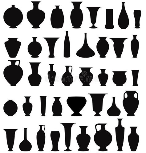 Vase silhouette set. Interior decor collection vector illustration ...