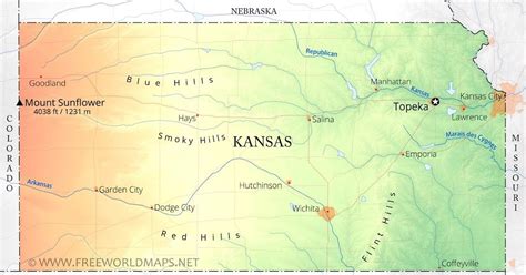 Physical Map Of Kansas | Draw A Topographic Map