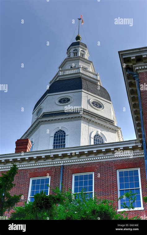 Maryland State Capital building in Annapolis, Maryland on summer afternoon. It is the oldest ...