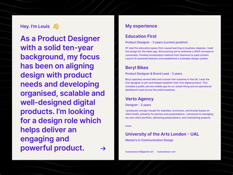 Designer Resume by lousamp on Dribbble