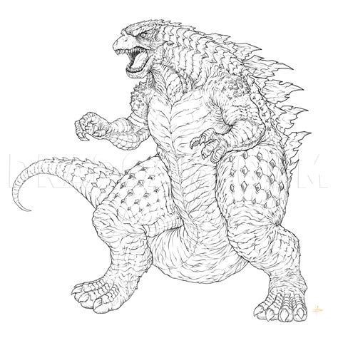 How To Draw Godzilla 2014, Step by Step, Drawing Guide, by KingTutorial in 2022 | Monster ...