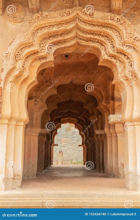 Beautiful Carved Stone Architecture of Lotus Mahal in Hampi, Karnataka, India Stock Photo ...