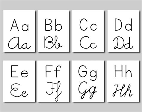 Cursive Alphabet Flash Cards Printable