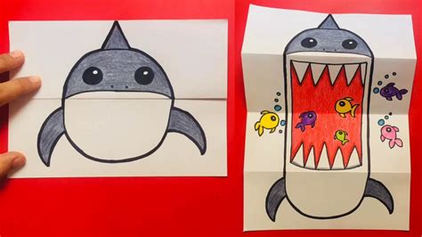 How To Draw A Shark Folding Surprise Easy Drawing For Kids Folding - Riset