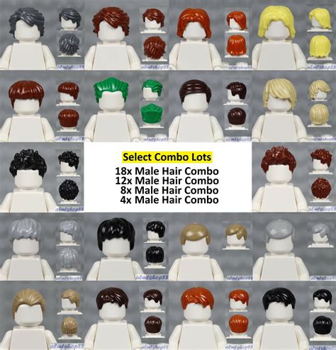 LEGO - Assorted Lots of MALE Minifigure Hair Pieces - Wigs Hat Cap ...