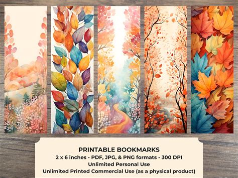 20 Fall Leaves PRINTABLE Bookmarks High Resolution Digital - Etsy