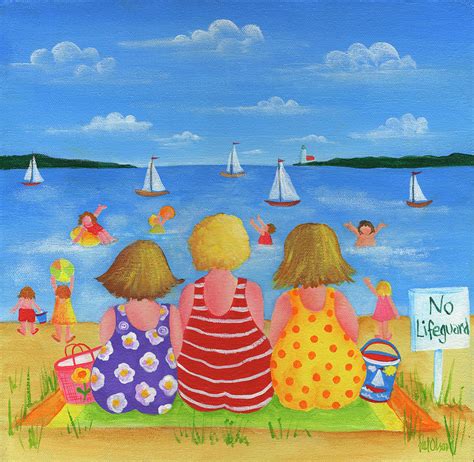 Beach People 2 Painting by Pat Olson Fine Art And Whimsy - Fine Art America