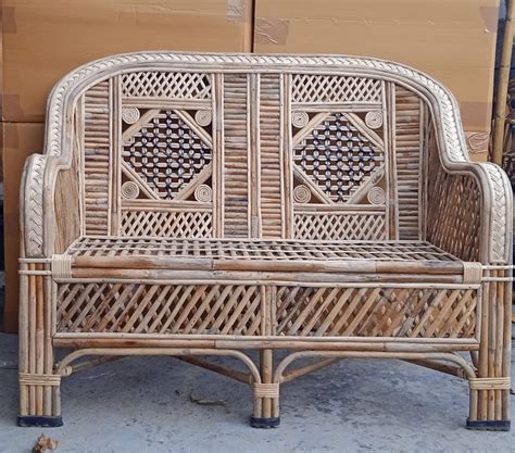 Bamboo Cane Two Seater Sofa for Home, Living room,office Material: Cane ...