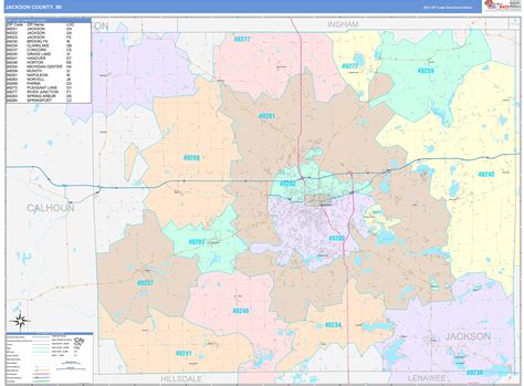 Jackson County, MI Wall Map Color Cast Style by MarketMAPS - MapSales