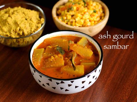 ash gourd sambar recipe | kumblakai koddel or sambar recipe