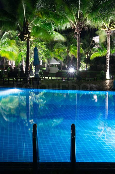 swimming pool in night | Stock image | Colourbox