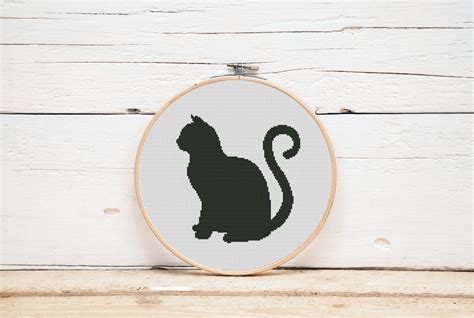 Black Cat Cross Stitch Pattern Monochrome Pet Parent Gift - Etsy