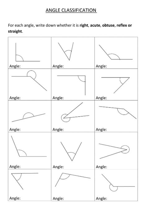 Identifying Types Of Angles Worksheet