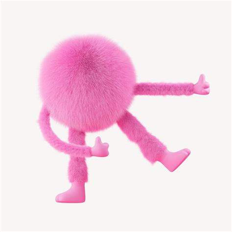 Pink fluffy monster, 3D rendering | Free Photo - rawpixel