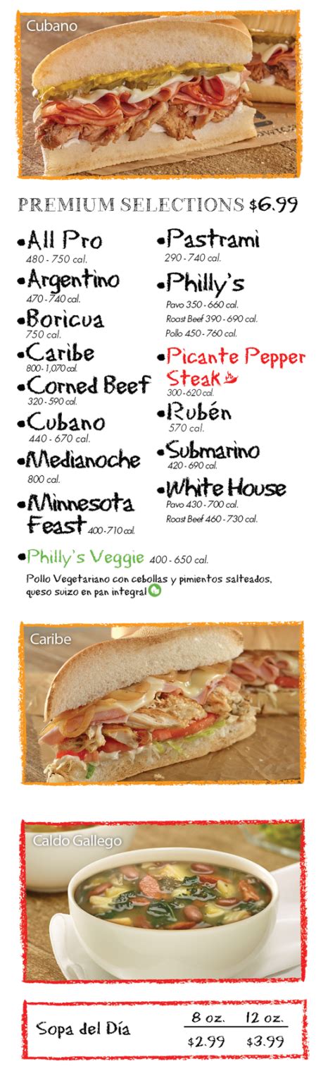 Menu - El Meson Sandwiches