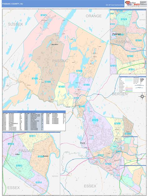 Passaic County, NJ Wall Map Color Cast Style by MarketMAPS