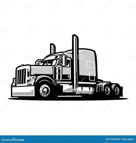 Semi Truck 18 Wheeler Side View Vector Isolated On White Background ...