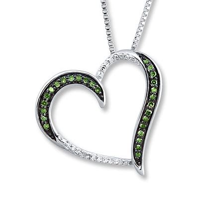 Kay Jewelers Green Heart Necklace 1/6 ct tw Diamonds Sterling Silver- Diamond Necklaces & Pendants