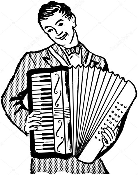 Accordion Player, black and white Stock Vector Image by ©RetroClipArt ...