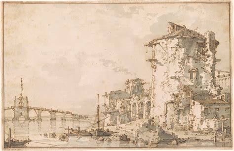 Canaletto | Capriccio with a Round Tower and Ruins by the Lagoon | Drawings Online | The Morgan ...