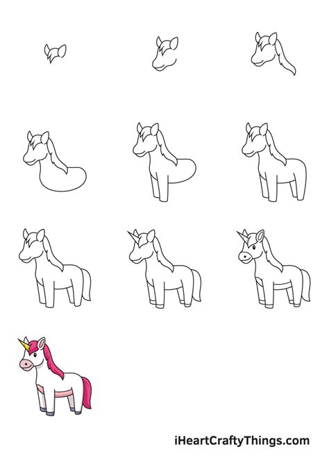 Unicorn Step By Step Drawing - Gray Antouch