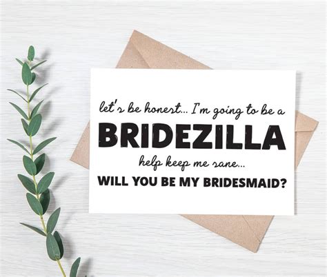 Funny Bridesmaid Proposal Cards | Free Printable | Bridezilla