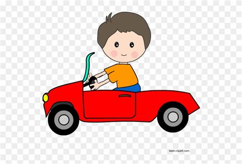 Kid Driving A Red Car Clipart - Car - Free Transparent PNG Clipart Images Download