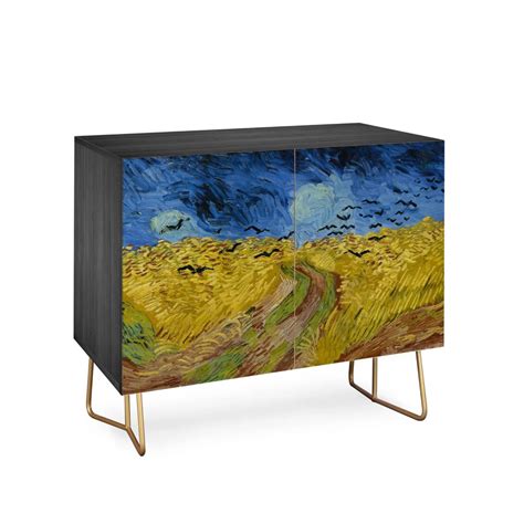 Wheatfields With Crows by Vincent Van Gogh OakMeadow Console Sideboard Credenza Table – Artistic ...