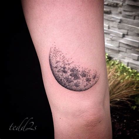 Stunning Dot-Work Waning Crescent Moon Tattoo