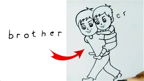 How To Draw Brother Drawing With Letters Very Easy | Brother's Day | Brothers birthday Drawing ...