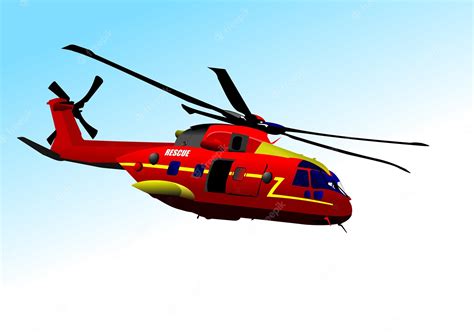 Premium Vector | Ambulance red helicopter