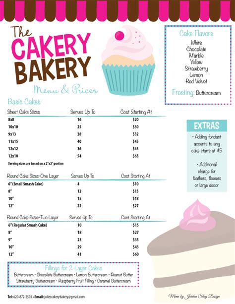 Pin by Becky McCartney on Branding / Logo | Cake servings, Cake pricing, Bakery menu