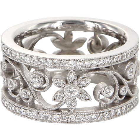 Vintage 1ct Diamond Flower Eternity Ring 14 Karat White Gold Estate Jewelry Sz 7 | Vintage ...