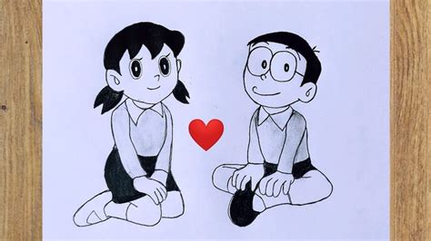 Nobita and Shizuka Love Drawing - Pencil Sketch