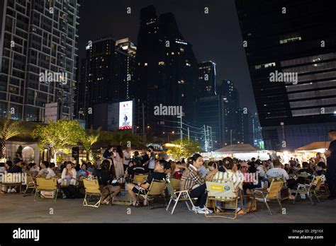 Bangkok, Thailand - January 9, 2023: People at Jodd Fairs Night Market at Phra Ram 9 in Bangkok ...