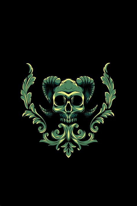 Horned skull with ornament vector illustration 4927572 Vector Art at ...