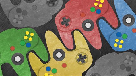 Assorted-color Nintendo 64 game controller illustration, Nintendo 64, N64, controllers, video ...