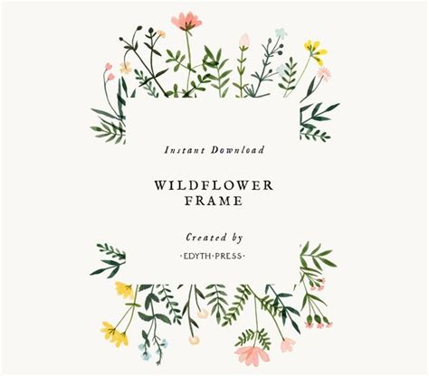 Floral Frame Border Watercolor Wildflower Clipart Flower Frame - Etsy | Floral watercolor, Wild ...