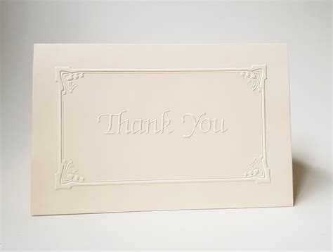 8 Embossed Thank You Card Set White Thank You note Pack of 8 cards. Lily of the Valley border ...