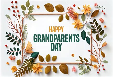 Premium AI Image | Happy Grandparents Day frame from garden and wild flowers Generative Ai