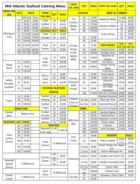 Menu at Mid Atlantic Seafood restaurant, District Heights, Silver Hill Rd