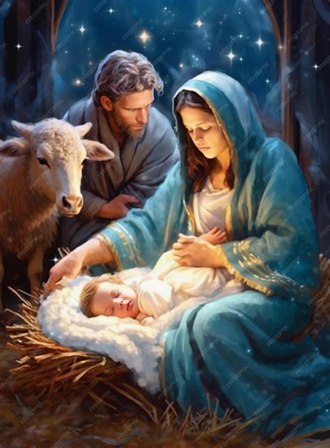 Premium AI Image | Divine Arrival The Radiant Christmas Nativity of Baby Jesus