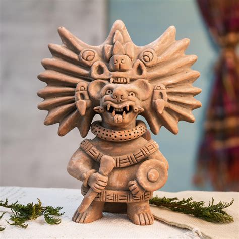 Collectible Zapotec Ceramic Statuette Museum Replica - Zapotec Bat Deity Urn | NOVICA